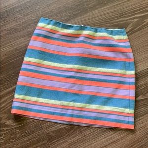 J Crew Orange Gold Horizontal Striped Mini Skirt